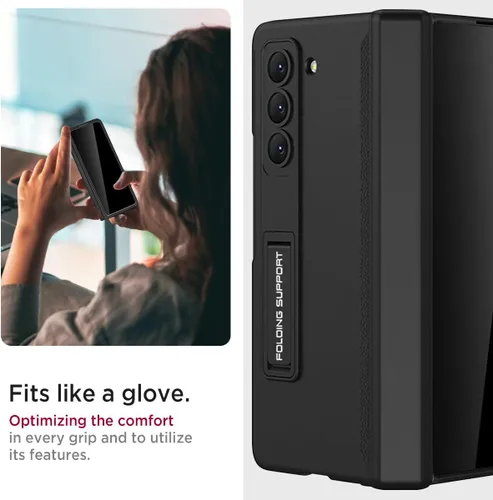 Vista 6 de Miimall Funda para Samsung Galaxy Z Fold 5 con protector de pantalla de privacidad, soporte ajustable integrado y protección magnética de bisagra