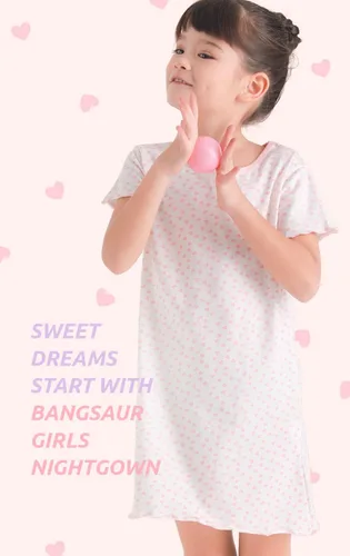 Vista 3 de BANGSAUR Conjunto de vestido de algodón para niña, vestido de princesa con estampado de corazón, 2 unidades, vestido casual para niña de 3 a 12 años