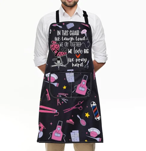 Vista 7 de Hair Stylist Apron with Pockets Hairdresser Gifts Hair Stylist Gifts Cosmetologists Gifts Beauty Salon Aprons Barber Apron