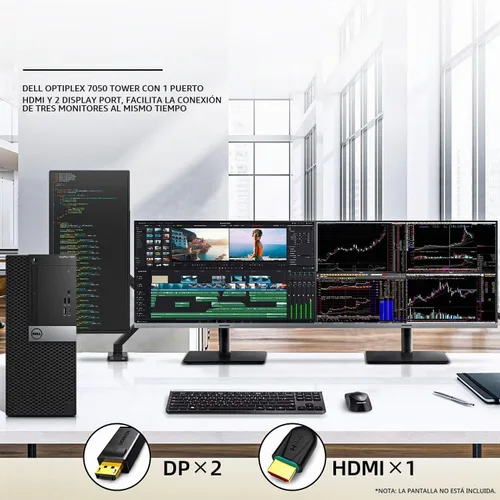 Vista 3 de Dell OptiPlex 7060 Tower Computers Computadoras de escritorio Windows 11, i7-8700 3.2GHz, 32GB DDR4 Ram 512GB SSD M.2 NVMe SSD, Intel AX210 WiFi 6e