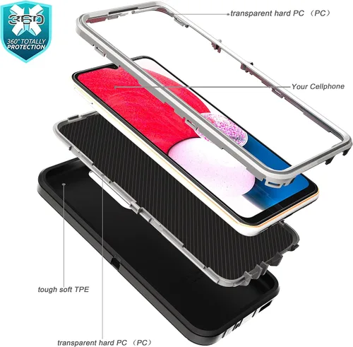Vista 6 de Funda para Samsung Galaxy A13 4G-5G: con película a prueba de explosiones [2 unidades] y película protectora de pantalla para lente de cámara