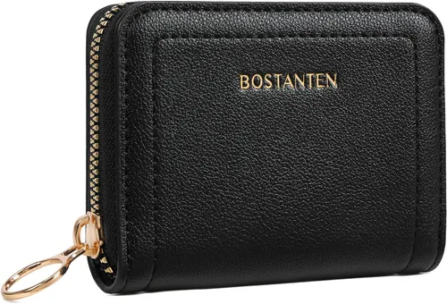 Vista 8 de BOSTANTEN Tarjetero de tarjeta de crédito RFID de cuero pequeñas carteras para mujer, cartera de tarjeta con cremallera de acordeón, Beige