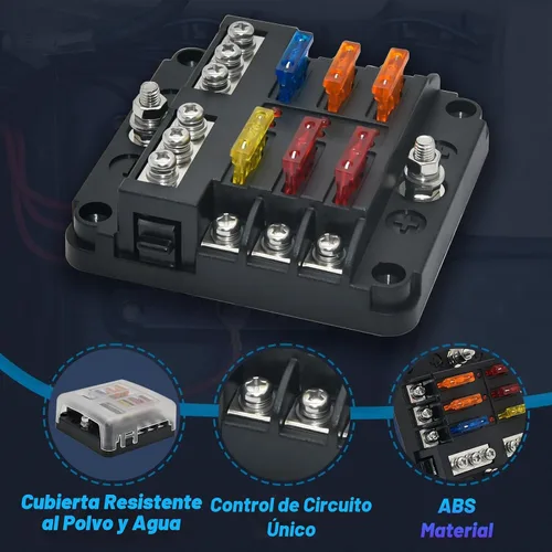 Vista 4 de Geloo Bloque de fusibles de 12V para barco, bloque de fusibles marinos de 6