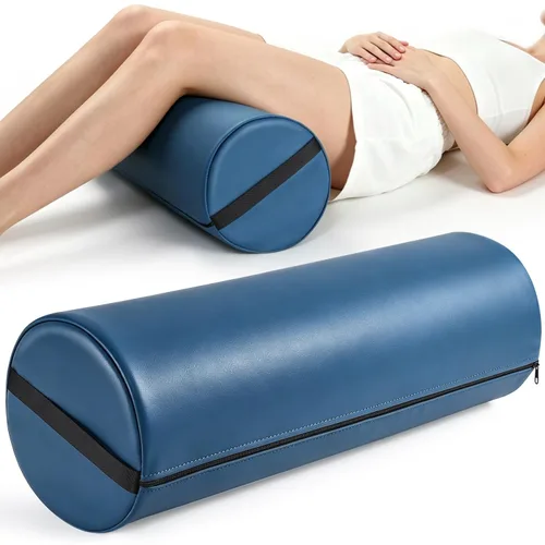 Vista 9 de Noverlife Rodillera redonda 3/4 para mesa de masaje, almohada de masaje de 26 x 6 x 6 pulgadas para piernas con asa de correa, mesa de masaje