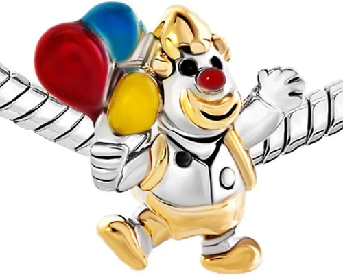 Vista 2 de Encanto de payaso dorado con cuentas de globo de colores para pulseras