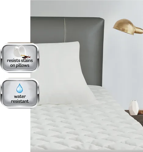 Vista 6 de Protector de almohada todo en uno de tela de toalla suave reciclada, resistente al agua, tamaño King, paquete de 2, color blanco