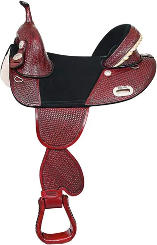 Vista 12 de HILASON Western Horse Trail Barrel Racing American Leather Saddle Treeless for Horses Negro