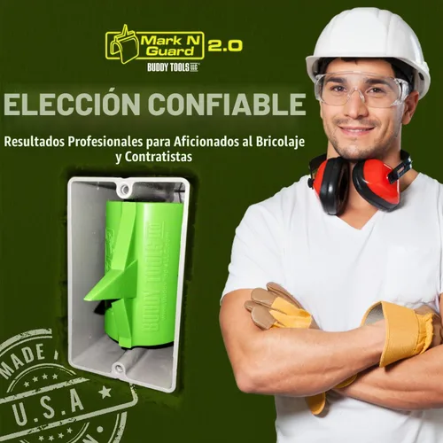 Vista 8 de Buddy Tools Mark N Guard, Juego de 5 - Marcador de Tomas de Panel de Yeso para Acabado - Protege los Cables Durante la Instalación de Paneles