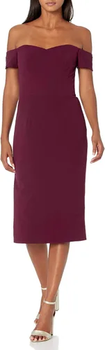 Vista 4 de Dress the Population Vestido para Mujer Bailey de Hombros Descubiertos Escote Corazón Ajustado Midi Tubo Negro