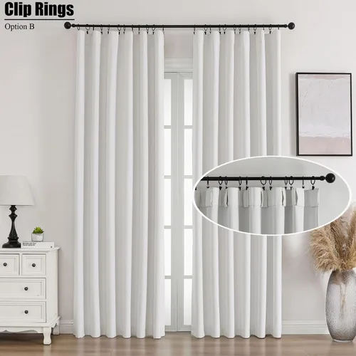 Vista 7 de Flyfun Cortinas opacas de 63 pulgadas de largo, juego de 2 paneles, cortinas con aislamiento térmico para sala de estar/dormitorio, bolsillo