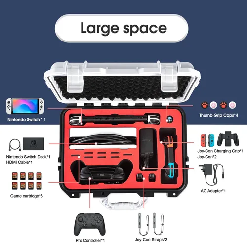 Vista 2 de RQUOIRE Carrying Case for Nintendo Switch Travel Case ,Professional Deluxe Waterproof Case Soft Lining Hard Case for Nintendo Switch OLED