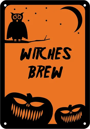 Vista 13 de Letrero de aluminio reflectante de Halloween "Witches Brew" 7" x 10" (HW-1364-RA)