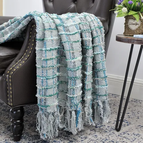 Vista 2 de BNF Home cobija de Chenille para sofá, multicolor (50" x 60")