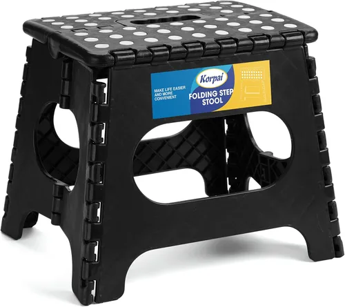Vista 23 de Korpai Taburete plegable de 9 pulgadas para adultos, niños, taburetes plegables antideslizantes con mango portátil, taburete plegable de plástico
