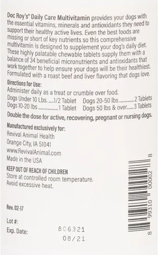 Vista 7 de Doc Roy's - Multivitamínico de cuidado diario con minerales para perros, suplemento de salud diaria canina, tabletas de 180