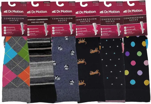 Vista 2 de Dr. Motion Calcetines de compresión terapéuticos graduados para mujer (paquete de 6 pares)