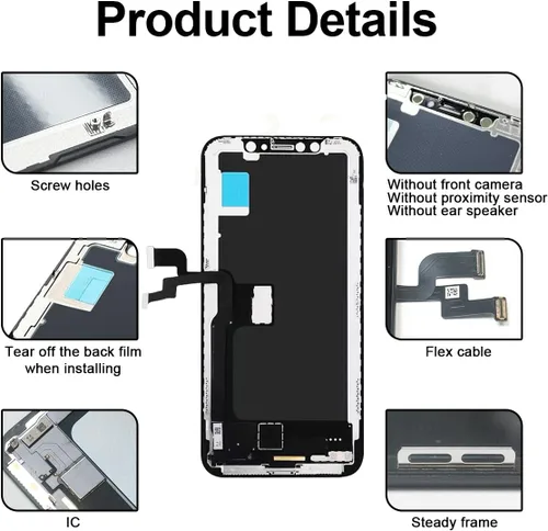 Vista 5 de [No LCD] Reemplazo de pantalla para iPhone X OLED de 5.8 pulgadas (A1865 A1901 A1902), pantalla táctil 3D digitalizador kit de reparación