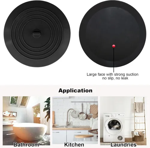 Vista 2 de V-TOP Tapón de Desagüe de Bañera Paquete de 2, Tapón de Bañera de Silicona de 5 Pulgadas Cubierta de Desagüe de Ducha, Tapón de Bañera Retenedor