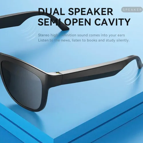 Vista 6 de GS01 Smart Bluetooth Gafas de sol, gafas de sol de audio con altavoz, lente polarizada UV400, música abierta del oído, control táctil