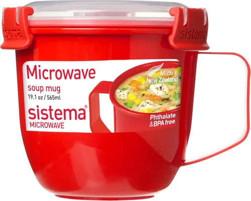 Vista 6 de Sistema 1142 - Taza de sopa pequeña para microondas, 19.1 onzas, color rojo