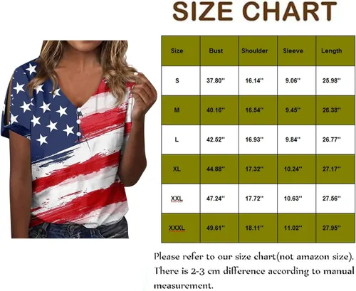 Vista 5 de Short Sleeve Button Top for Women Trendy Print Slim Fitted Tees Shirt Short Sleeve Basic V Neck Going Out Tops