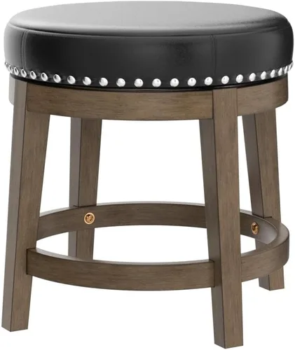 Vista 5 de Lexicon Taburetes giratorios, asiento redondo de piel sintética, juego de 2 Negro