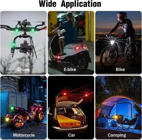 Vista 6 de 4 luces estroboscópicas LED inalámbricas con control remoto, 8 colores recargables, luces LED anticolisión, luces de advertencia de emergencia