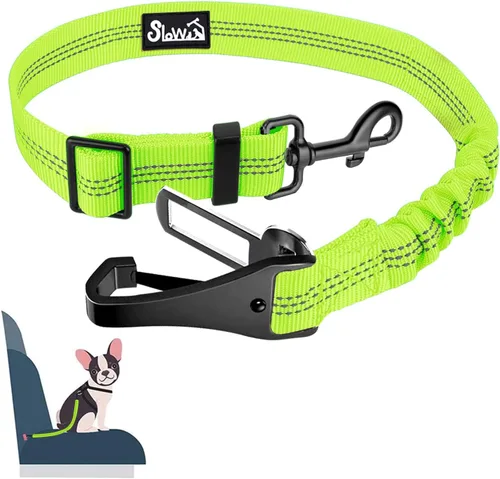 Vista 11 de SlowTon Cinturón de seguridad para perro, correa de cinturón de seguridad ajustable para perro, 2 en 1, cinturón de seguridad para perro