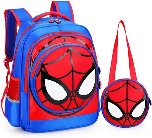Vista 4 de FENGJINRUHUA Lindo juego de rol de dibujos animados escuela primaria mochila niños cómic niños niñas mochila, Q-azul marino, Mochila escolar