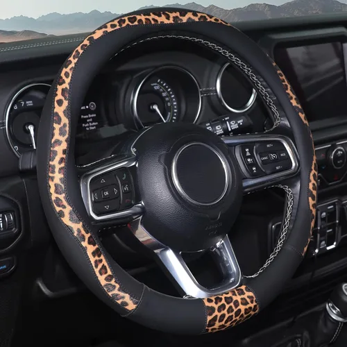Vista 14 de Fundas para volante de automóvil con estampado de vaca, piel de microfibra transpirable para mujeres y hombres, protector universal de volante