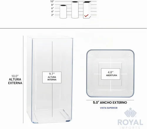 Vista 5 de Royal Imports Jarrón cuadrado acrílico de 5 x 10 pulgadas de alto plástico Transparente