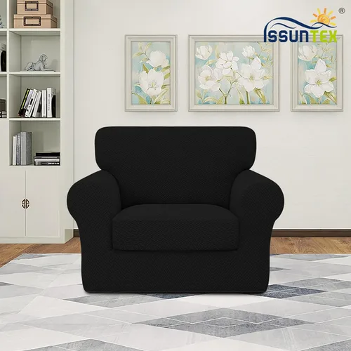 Vista 2 de ISSUNTEX 2 Piezas Fundas para Silla y Sofá de Alta Elasticidad Gruesas, Funda Suave para Sofá de 1 Cojín Separado, Tela Jacquard Funda Elástica