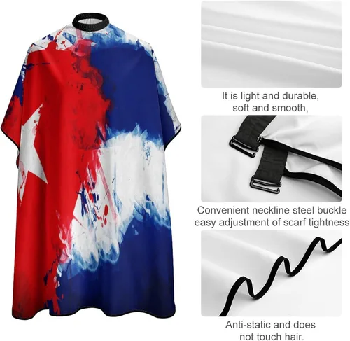Vista 4 de Zenladen423 - Capa de peluquería profesional con bandera de Cuba vintage, accesorio de peluquería para adultos (unisex)