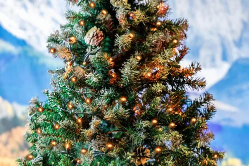 Vista 5 de Novelty Lights - Cadena de 11 pies con 50 luces LED ámbar para Navidad, para interior/exterior, espaciado de 2.5", luces de cadena de alambre verde