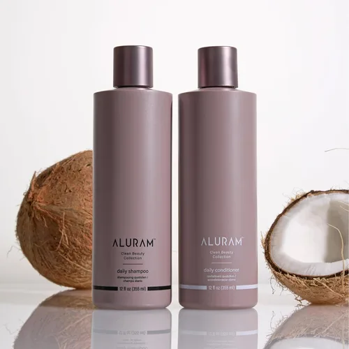 Vista 3 de ALURAM Acondicionador diario de agua de coco para hombres y mujeres, hidratación limpia y brillo para todo tipo de cabello, 12 onzas líquidas