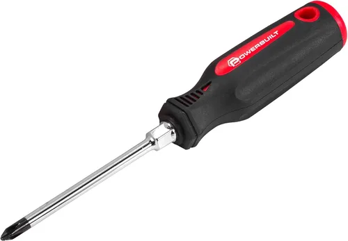 Vista 3 de Powerbuilt 646170 - Destornillador ranurado de 1/4 pulgadas x 1-1/2 pulgadas, destornillador de punta magnetizada, mango de inyección doble, acero