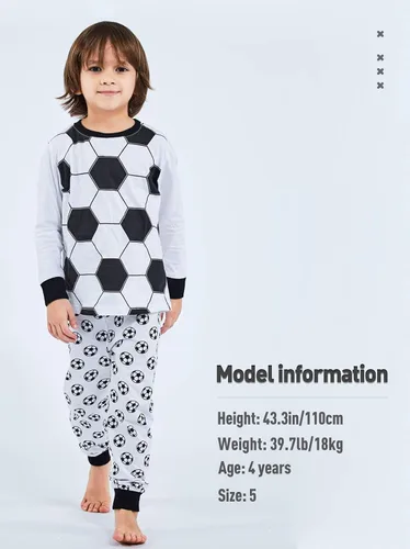 Vista 2 de A&J DESIGN 100% Cotton Sport Theme Kids Pajamas Set for 2-14 Years