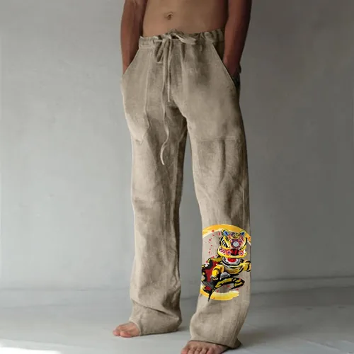 Vista 2 de GIERIDUC Pantalones deportivos para hombre Pantalones deportivos para hombre con bolsillos con cremallera para hombre, pantalones de vestir marrón
