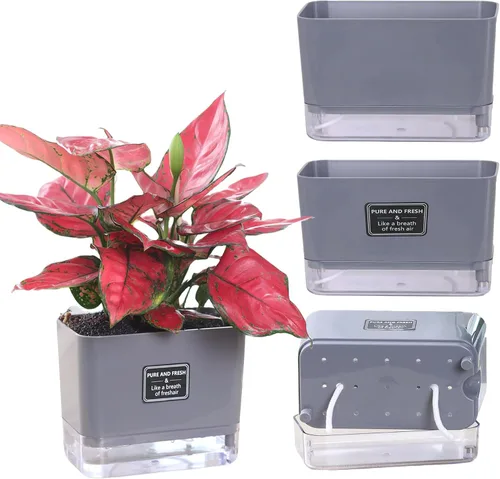 Vista 7 de FAMZ Macetas de autorriego para plantas de exterior, paquete de 4, adecuadas para plantas y flores de jardín de interior y exterior, caja de maceta