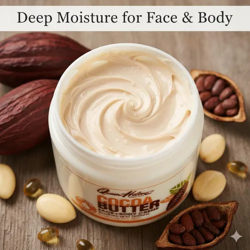 Vista 5 de Queen Helene Crema de Manteca de Cacao para Cara y Cuerpo – Fórmula Extra Rica Hidratante para Piel Seca Suaviza, Alisa y Restaura la Radiancia