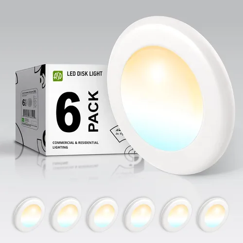Vista 14 de ASD Paquete de 6 luces LED de disco de 4 pulgadas, 10 W 5CCT 2700K-5000K 685LM CRI90+, lámpara de techo regulable, disco de montaje en superficie