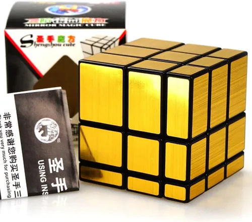 Vista 6 de TANCH Cubo mágico espejo de 3 x 3 velocidades, rompecabezas, juguete para niños y adultos, color dorado.. dorado 3x3