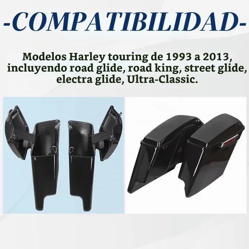 Vista 3 de ECOTRIC - Alforjas rígidas extendidas de 5 pulgadas para maletero, compatibles con todos los modelos Harley Davidson Road King Glide Softail Touring