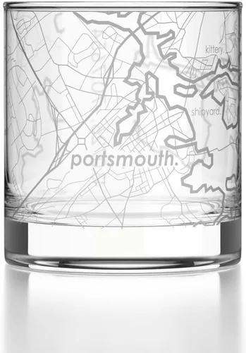 Vista 127 de Well Told Vaso de rocas grabado con mapa de Akron, Ohio, cristalería estilo antiguo (325ml, transparente) Vaso de bourbon grabado, regalos