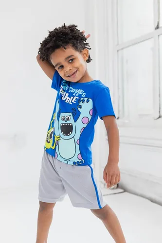 Vista 2 de Disney Winnie the Pooh Lion King Pixar Monsters Inc Toddler Boys T-Shirt and Mesh Shorts Outfit Set Toddler to Big Kid