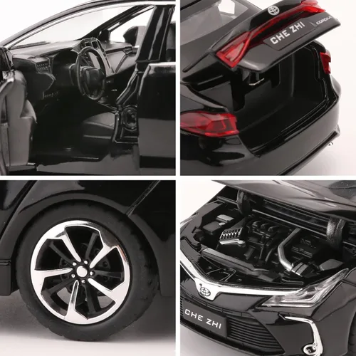 Vista 5 de BDTCTK Compatible con modelo de coche 1:32 Corolla, coche de juguete de aleación de zinc con sonido y luz que se tira hacia atrás para niños y Negro