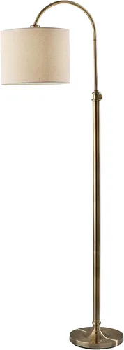 Vista 9 de Adesso Lámpara de mesa de bronce antiguo con pantalla de lino de avena, luz de acento de altura ajustable para dormitorio, sala de estar u oficina
