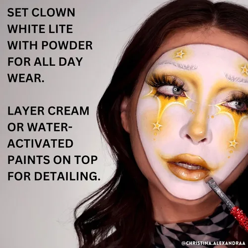 Vista 5 de Mehron Makeup Clown White Lite Pintura profesional para la cara y el cuerpo Pintura facial blanca crema para maquillaje de payaso, escenario