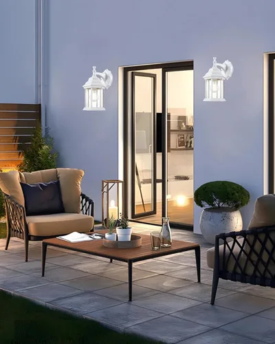 Vista 5 de LIT-PaTH Farol de pared para exteriores, aplique de pared como accesorio de iluminación de porche, base mediana E26 máximo 60 W, carcasa de aluminio