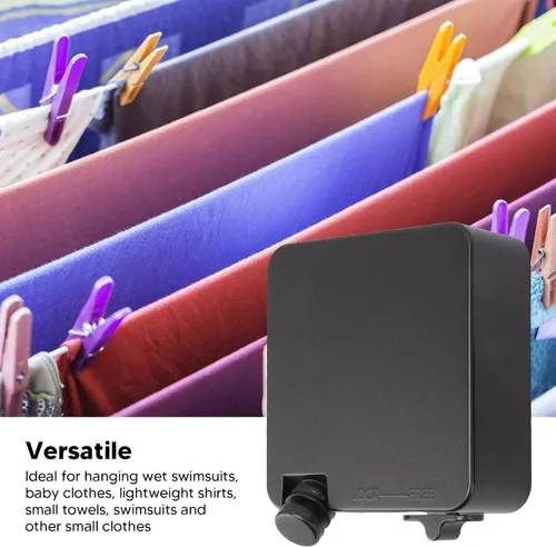 Vista 4 de Pyhodi Tendedero retráctil de acero inoxidable 304, cuerda resistente, fácil de usar e instalar, adecuado para baño, lavandería, exterior e